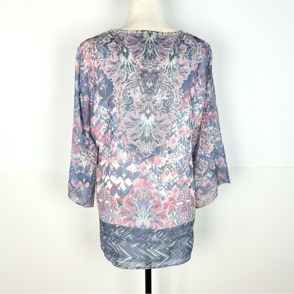 JM Collection lilac tunic blouse - Picture 5 of 7